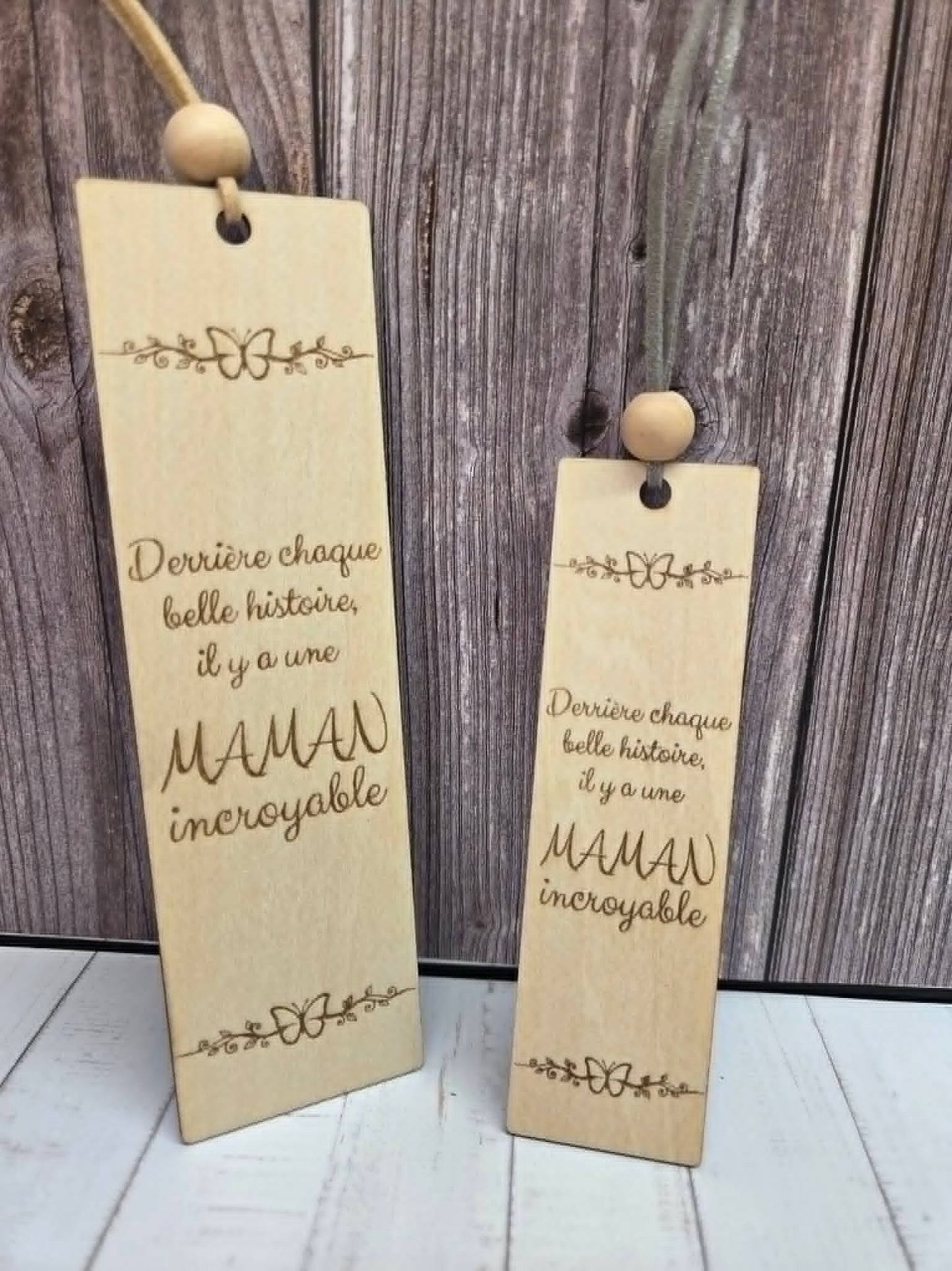 Marque-page en bois - Maman
