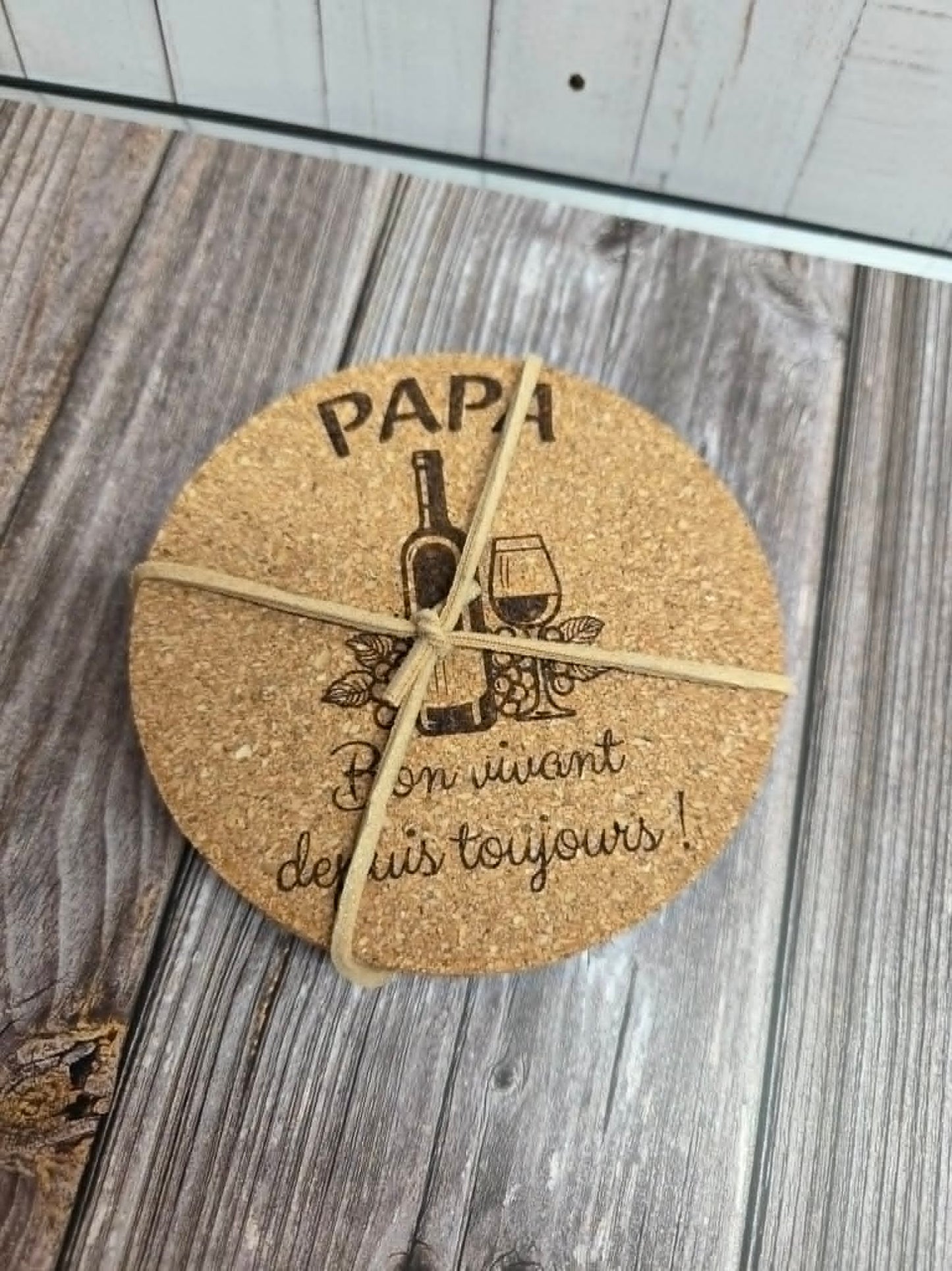 Lot de 4 sous-verres en liège - Papa