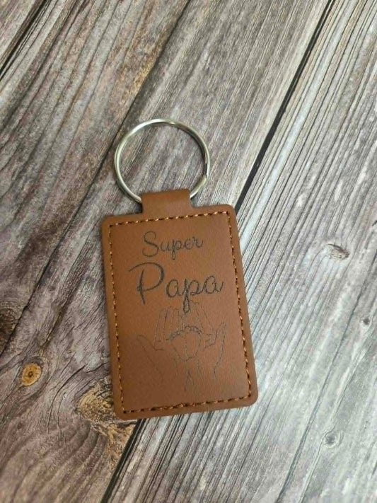 Customizable Leather Keychain - Dad