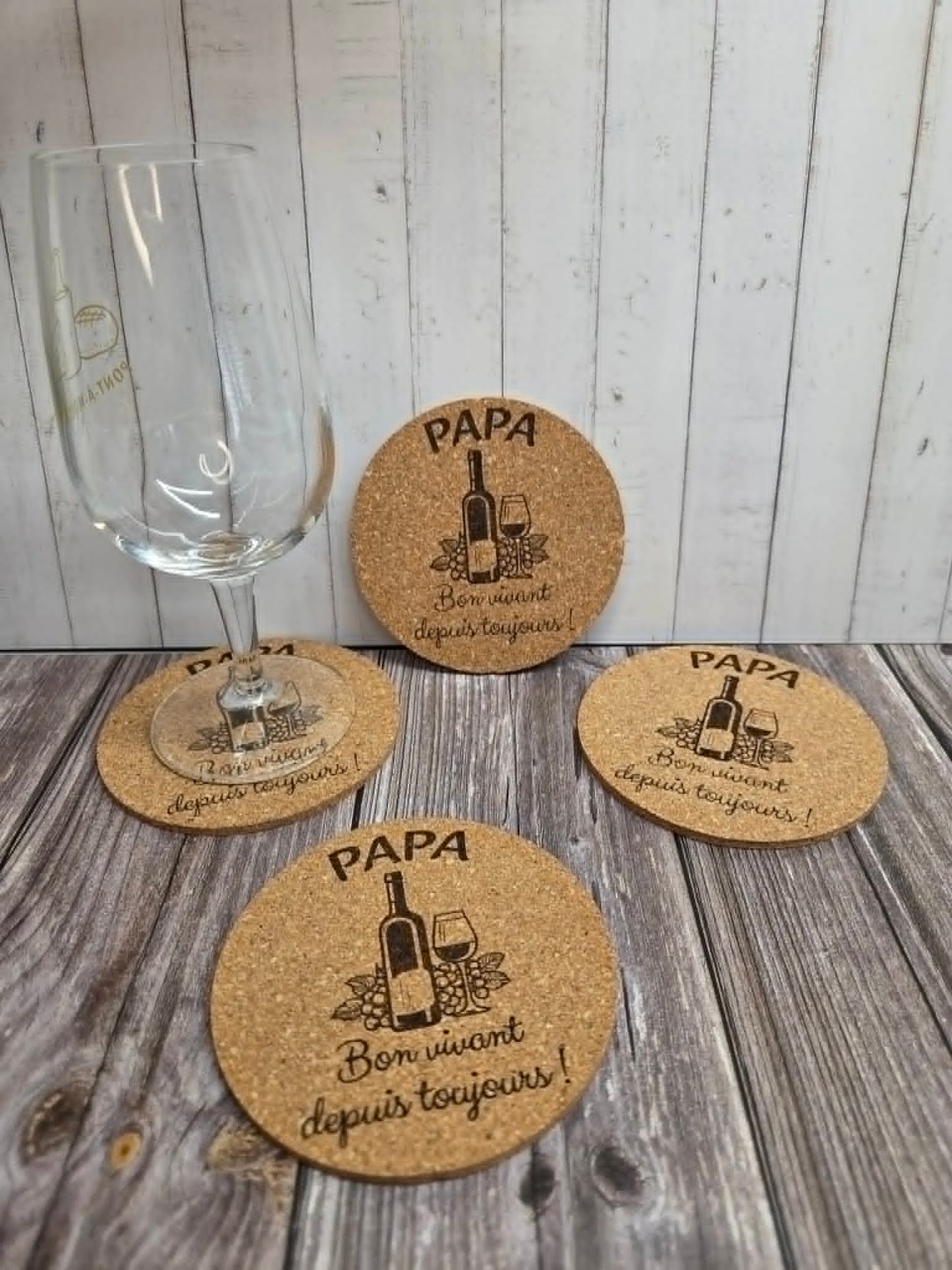 Lot de 4 sous-verres en liège - Papa