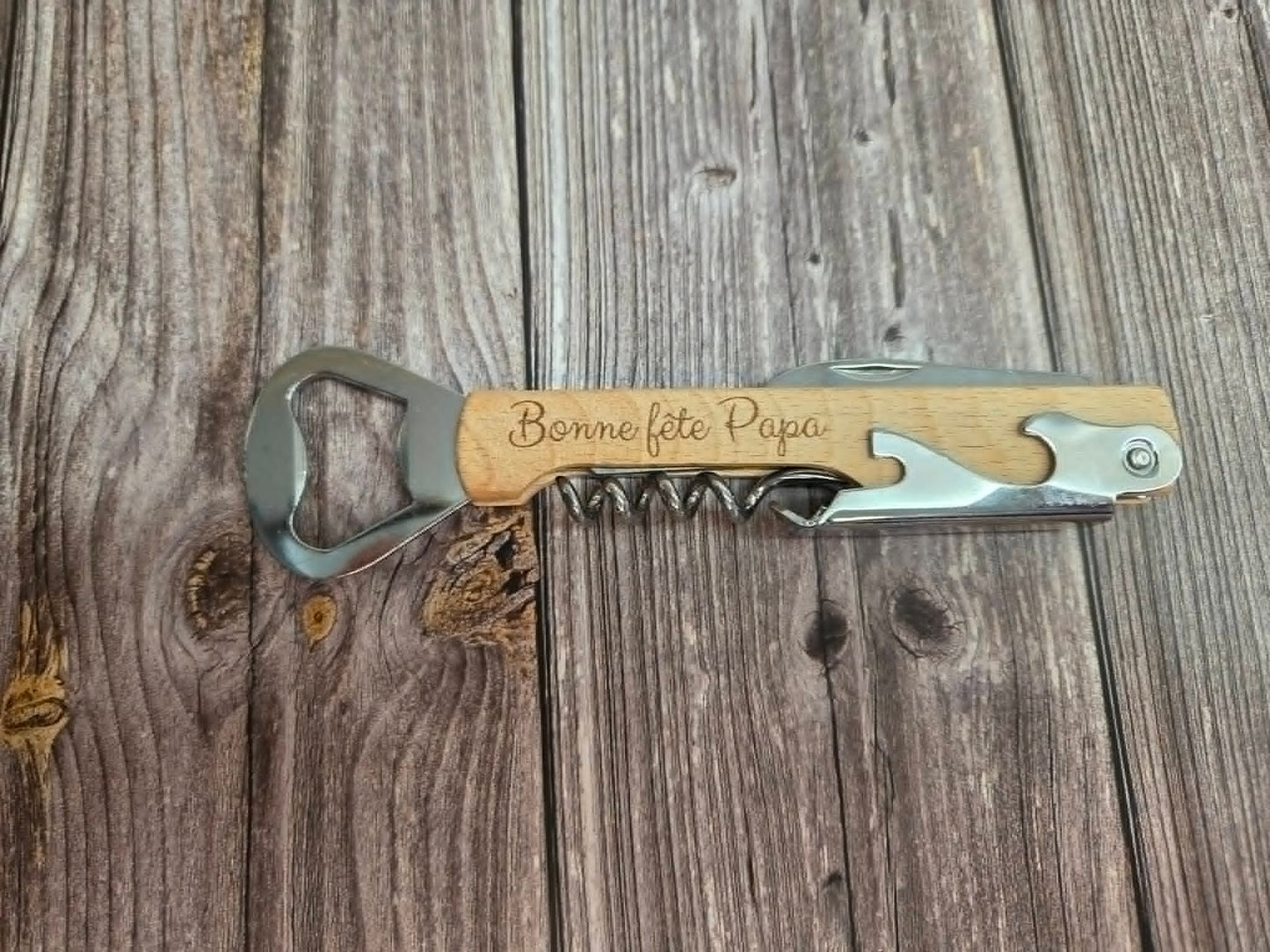 Tire-bouchon personnalisable en bois - Papa
