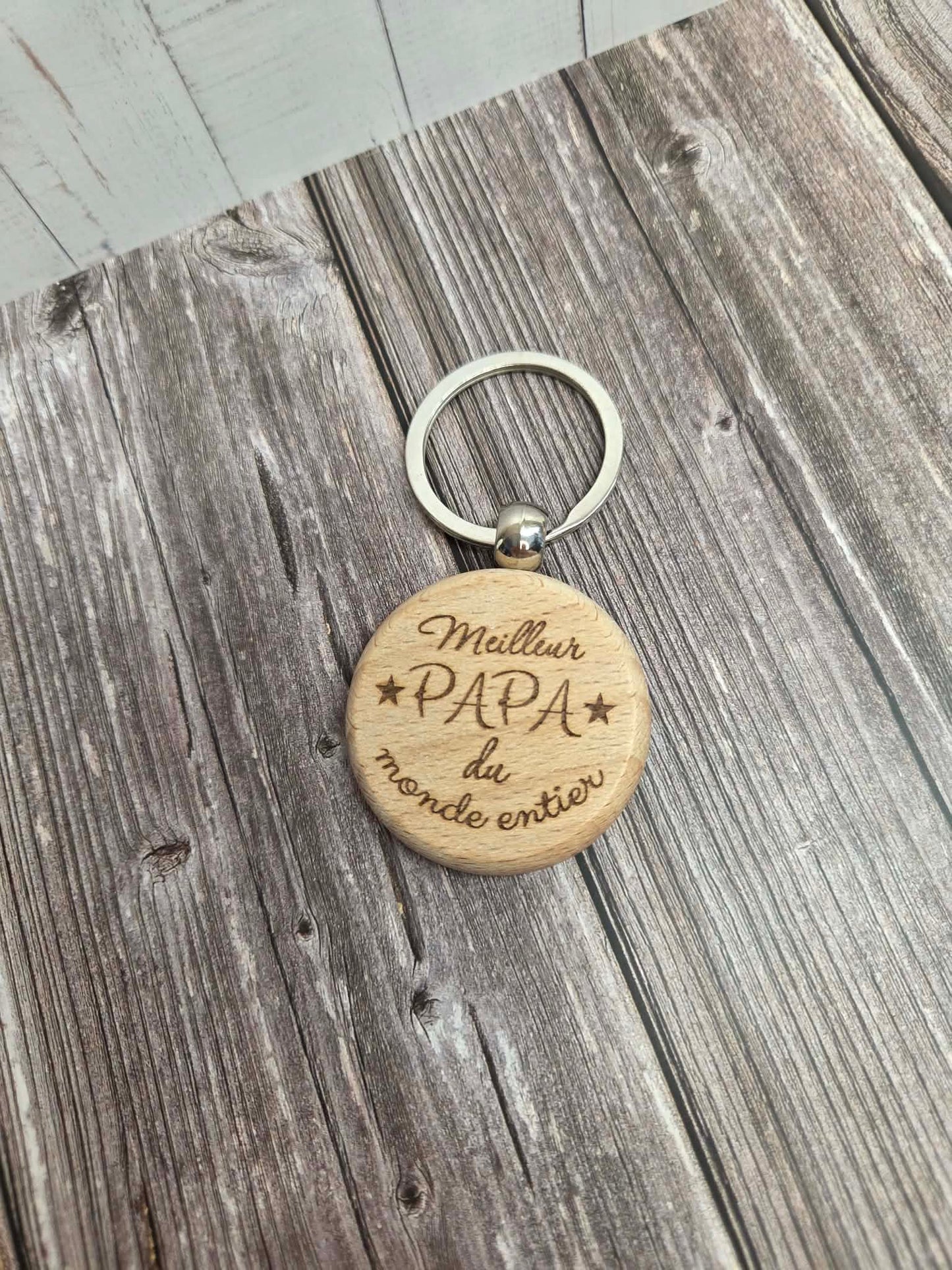 Porte-clés en bois personnalisable - Papa