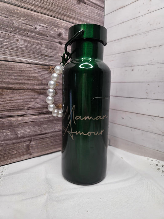 Gourde acier inoxydable perle - Maman d'Amour