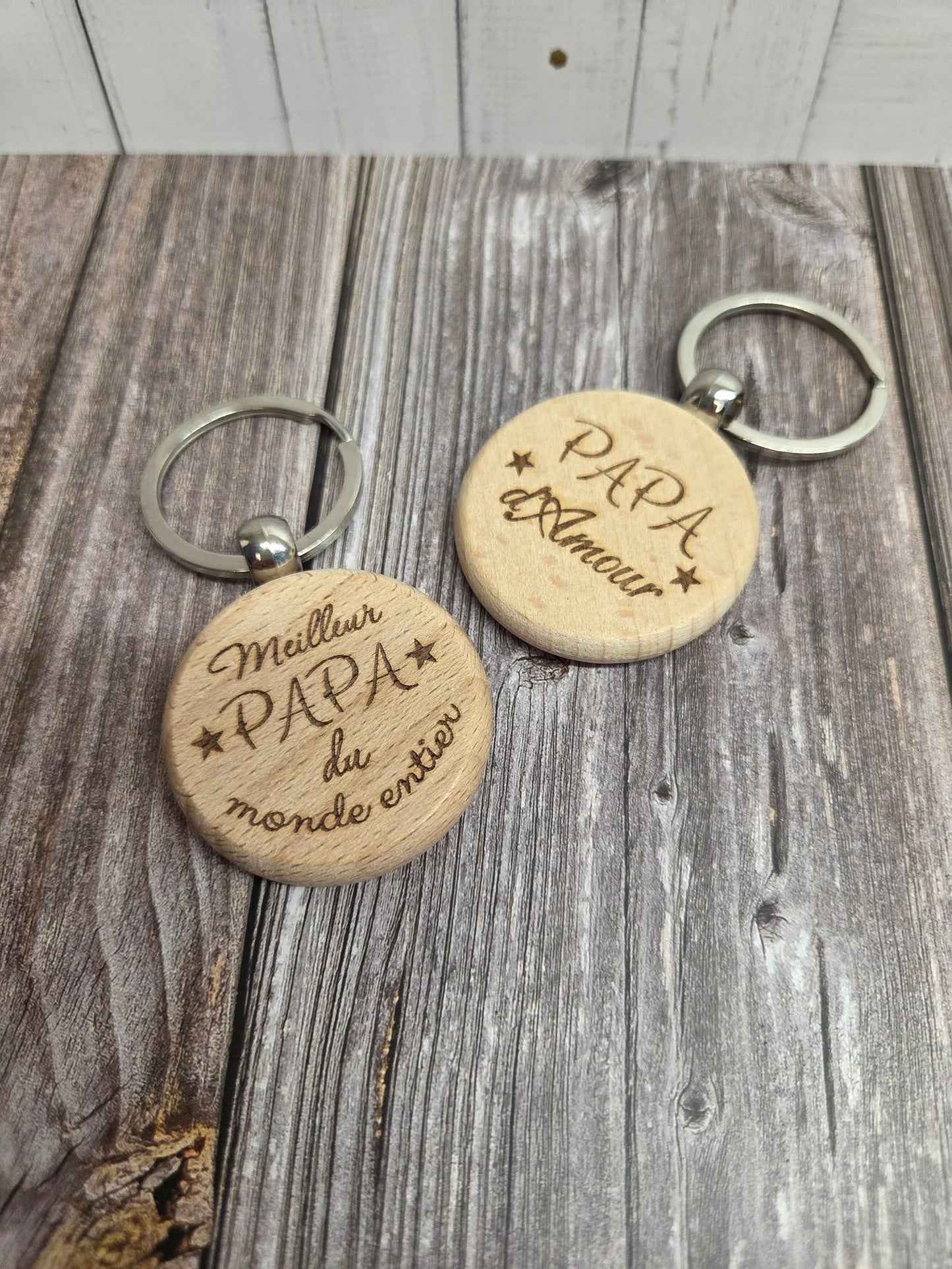Porte-clés en bois personnalisable - Papa