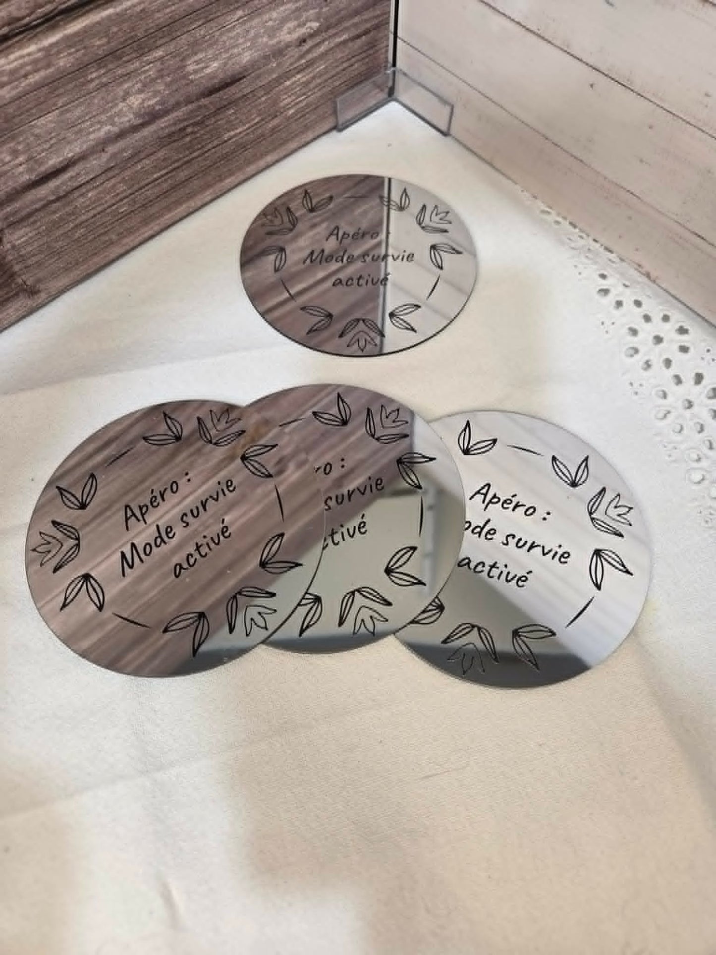 Sous-verres acrylique miroir - Lot de 4