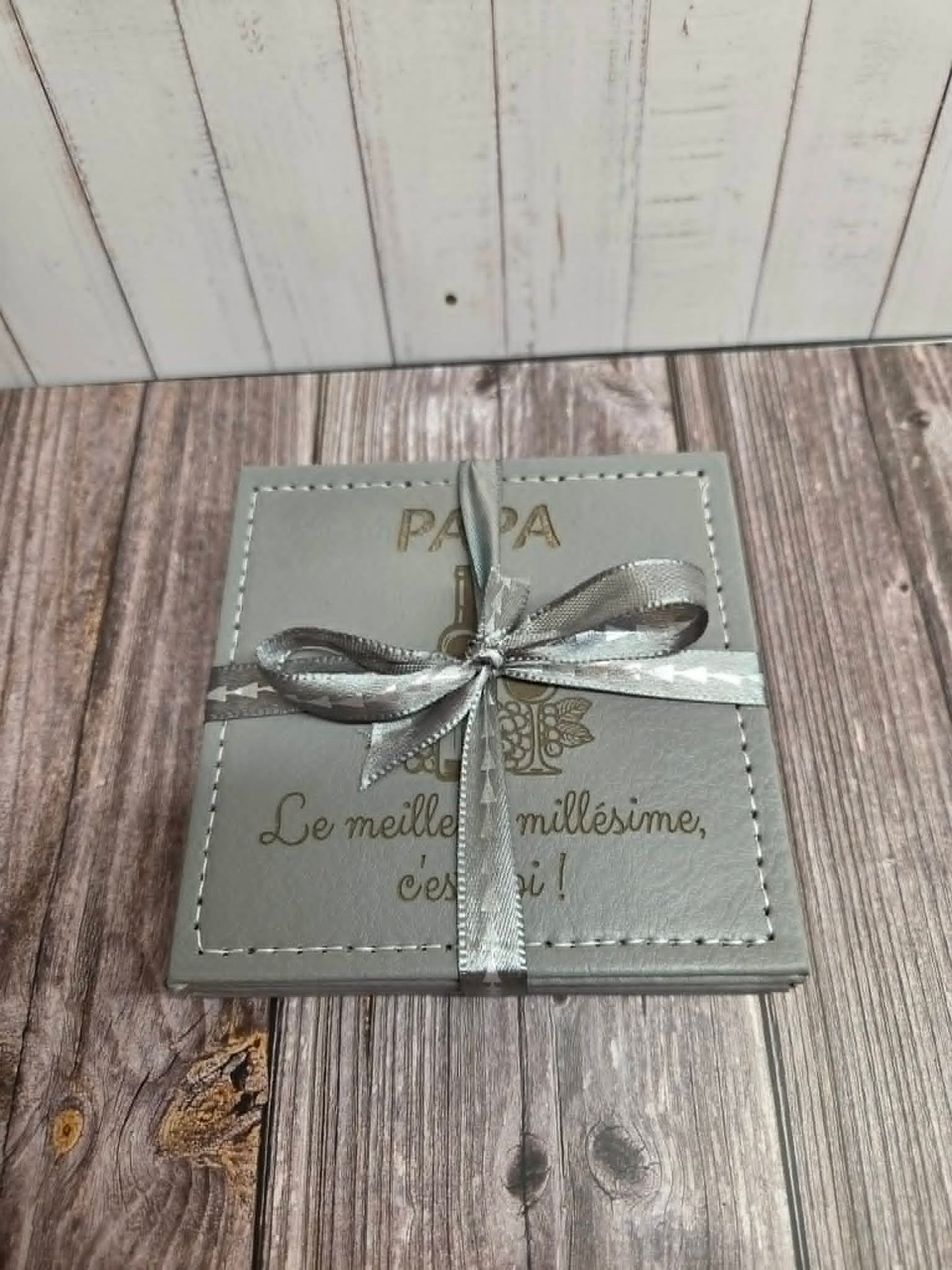Lot de 4 sous-verre en cuir gris - Papa