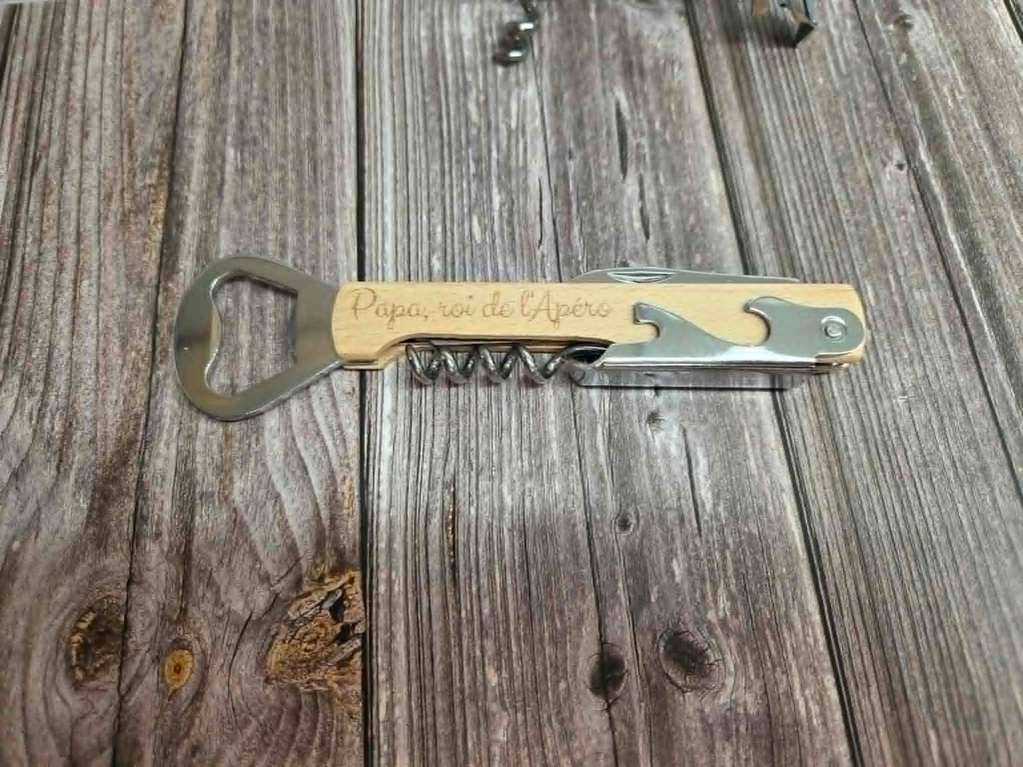 Tire-bouchon personnalisable en bois - Papa