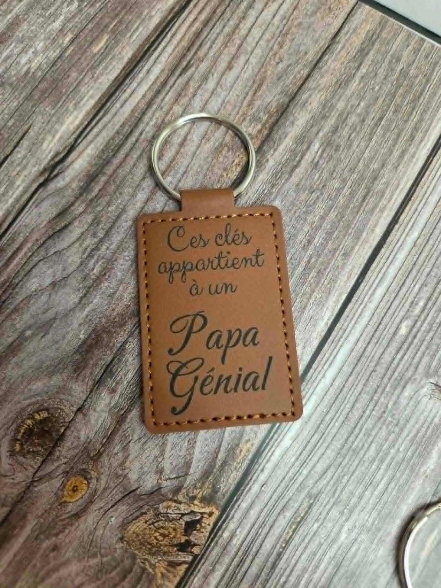 Porte-clés en cuir personnalisable - Papa