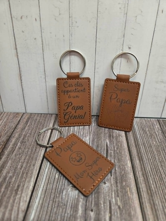 Customizable Leather Keychain - Dad